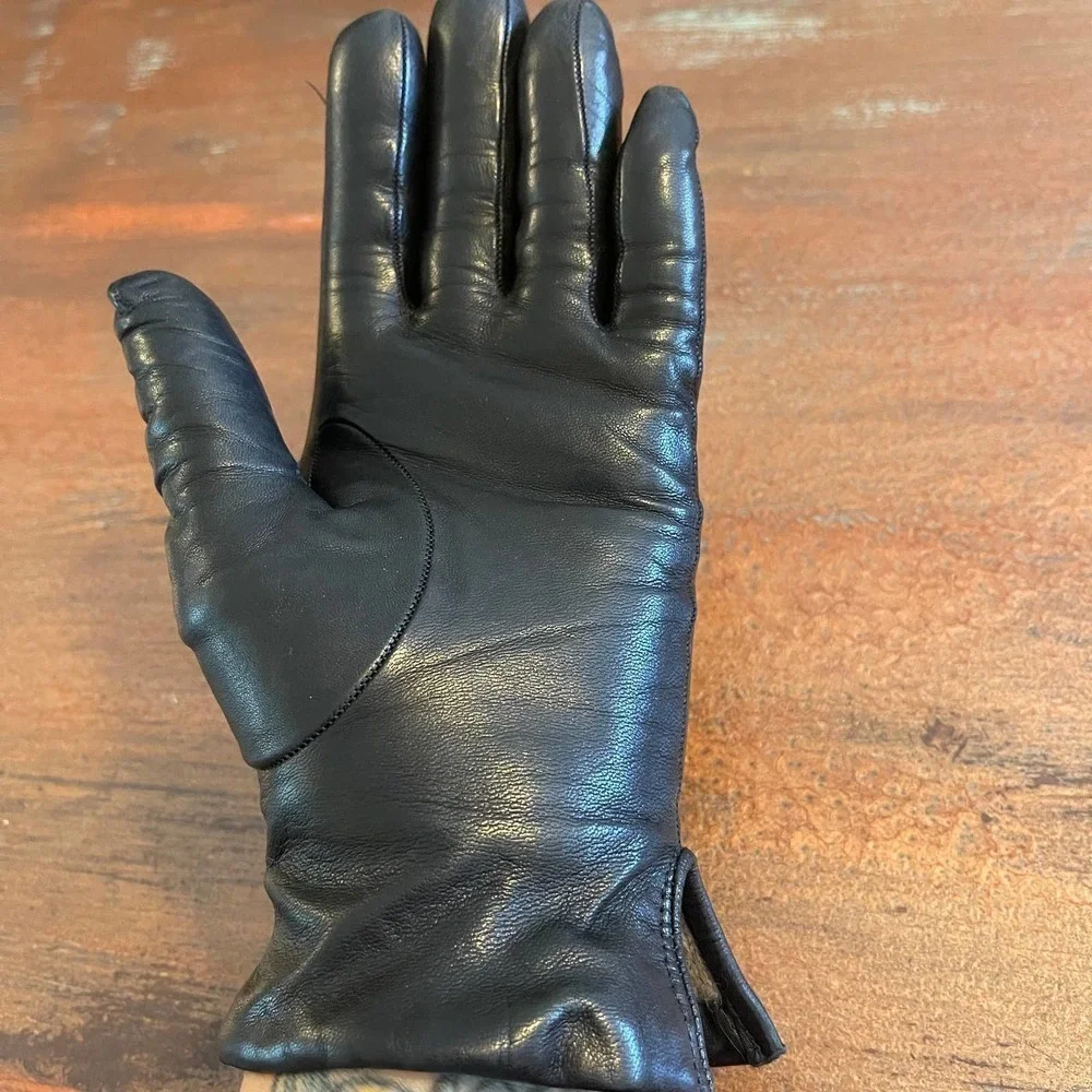 Women's Leather Cashmere Gloves Sz 6.5